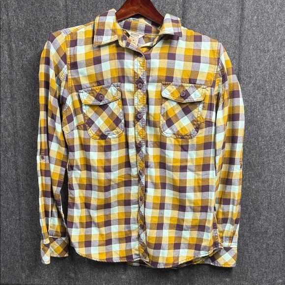 Duluth Trading Co Tops - Duluth Trading Co Yellow and Brown Plaid Shirt
